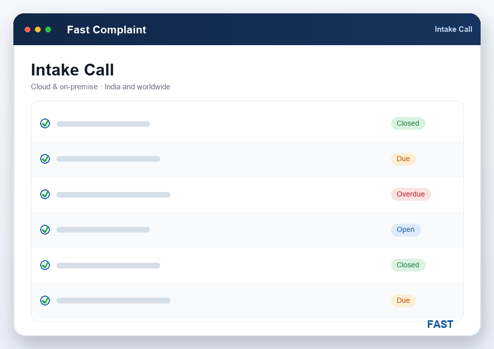 Support executive logging a customer complaint on a call